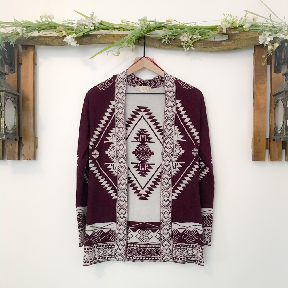 Pink Republic geometric open-front cardigan